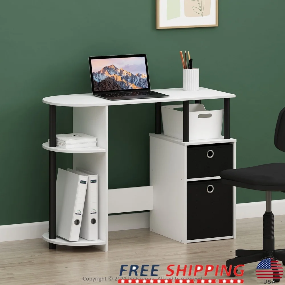 

Simplistic Computer Study Desk with Storage Bins Durable MDF Wood Small Spaces Ideal Apartments and Dorms