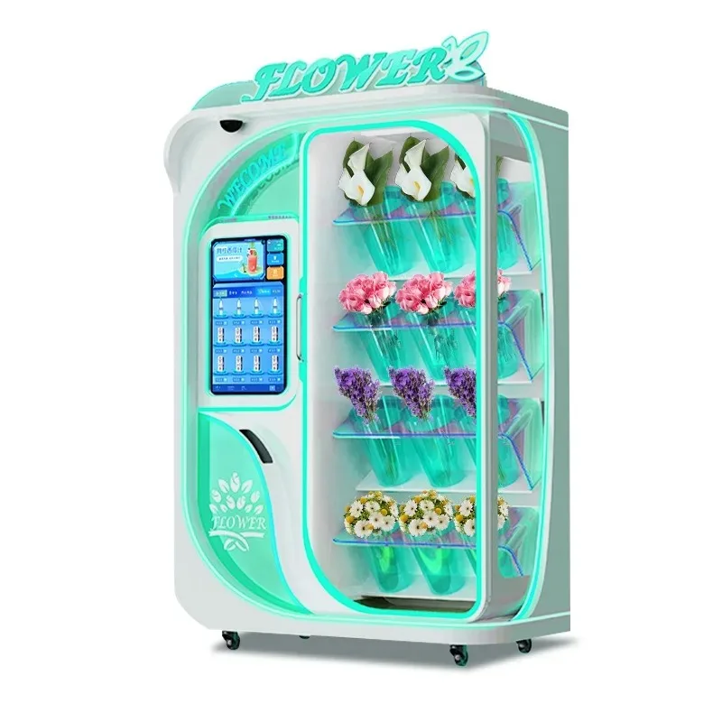 

Customized Automatic Unmanned Subway Self-Service Flower Vending Machine with Code-Opened Door for Food Distribution
