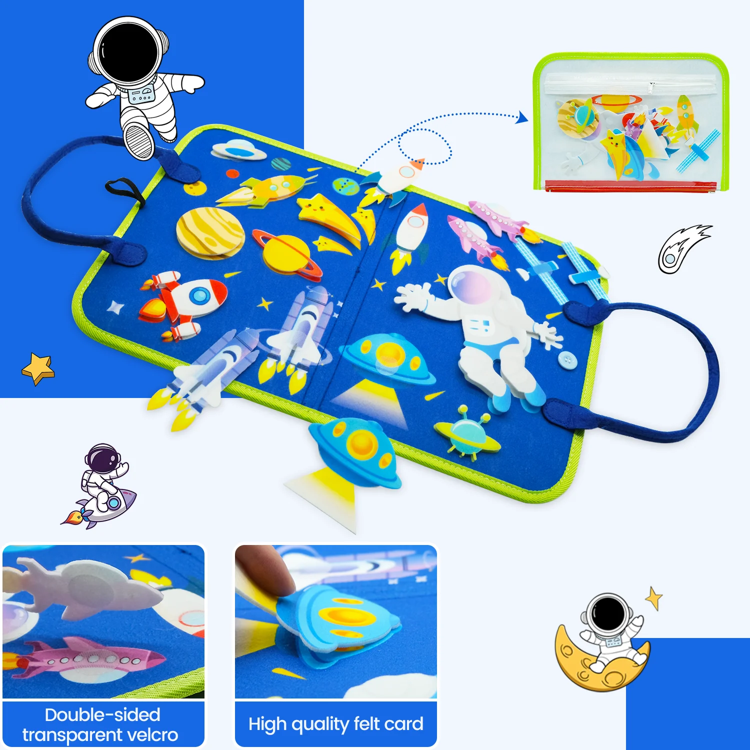 Storytelling Busy Board with Sticker Montessori Toys Sensory Activity Developing Board for Motor Skills