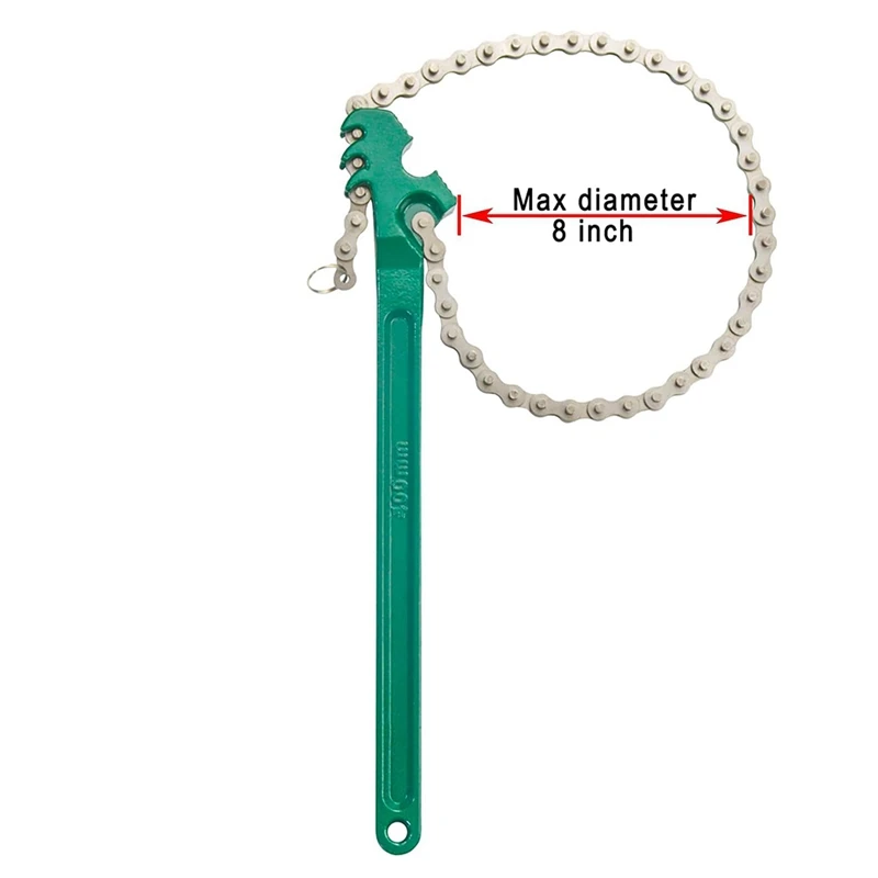 Llave de filtro de aceite de cadena de trinquete resistente, ajustable y resistente, llave de montaje de tubo estilo cadena Reversible de 16 pulgadas