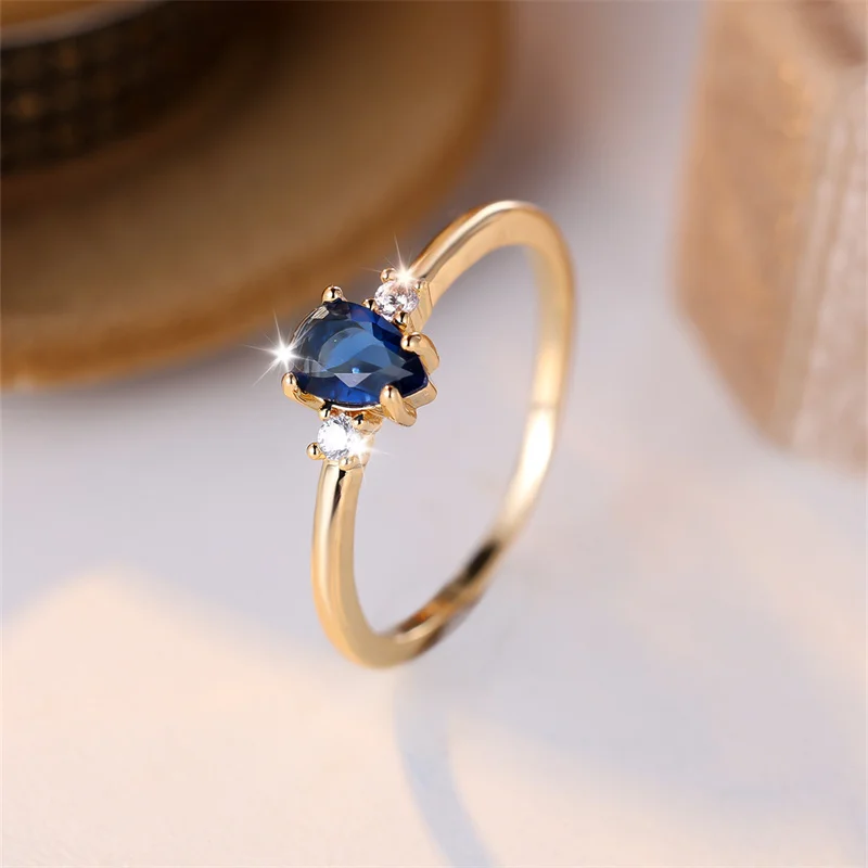 Women's Pear Cut Royal Blue Stone Stacking Ring