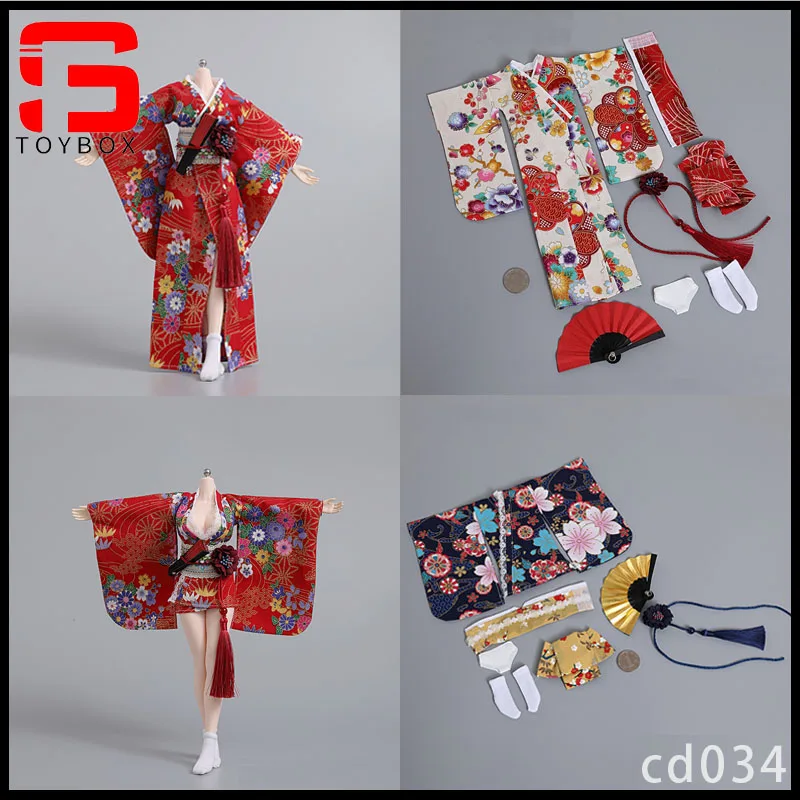 

In Stock cdtoys cd034 1/6 Female Printed Kimono Japanese Bathrobe Clothes Model Fit 12'' Soldier Action Figure Body Dolls