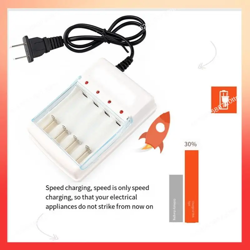ABNR Retractable Four-Slot Charging Stand Designed For Rechargeable AA/AAA Batteries EU Plug
