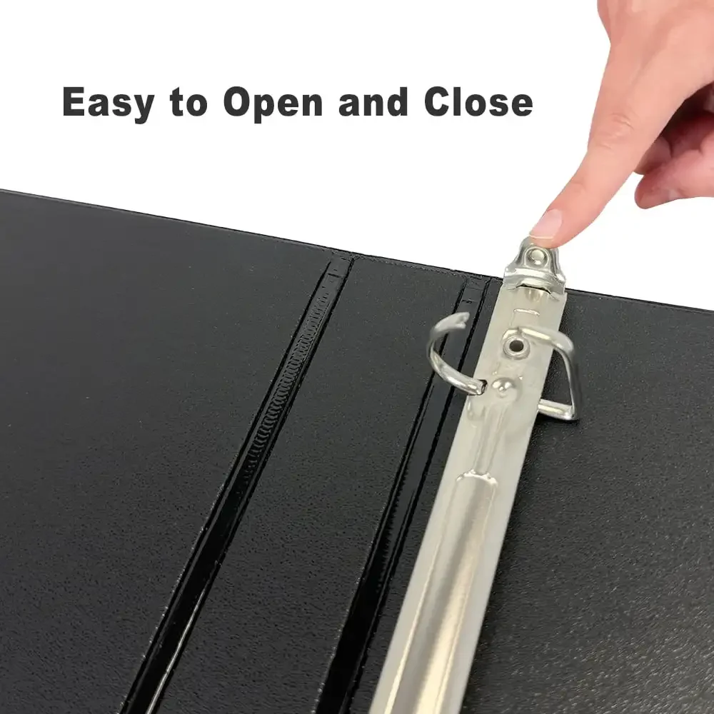 Durable binder with clear front and back pockets, and a side pocket for easy labeling and decorations