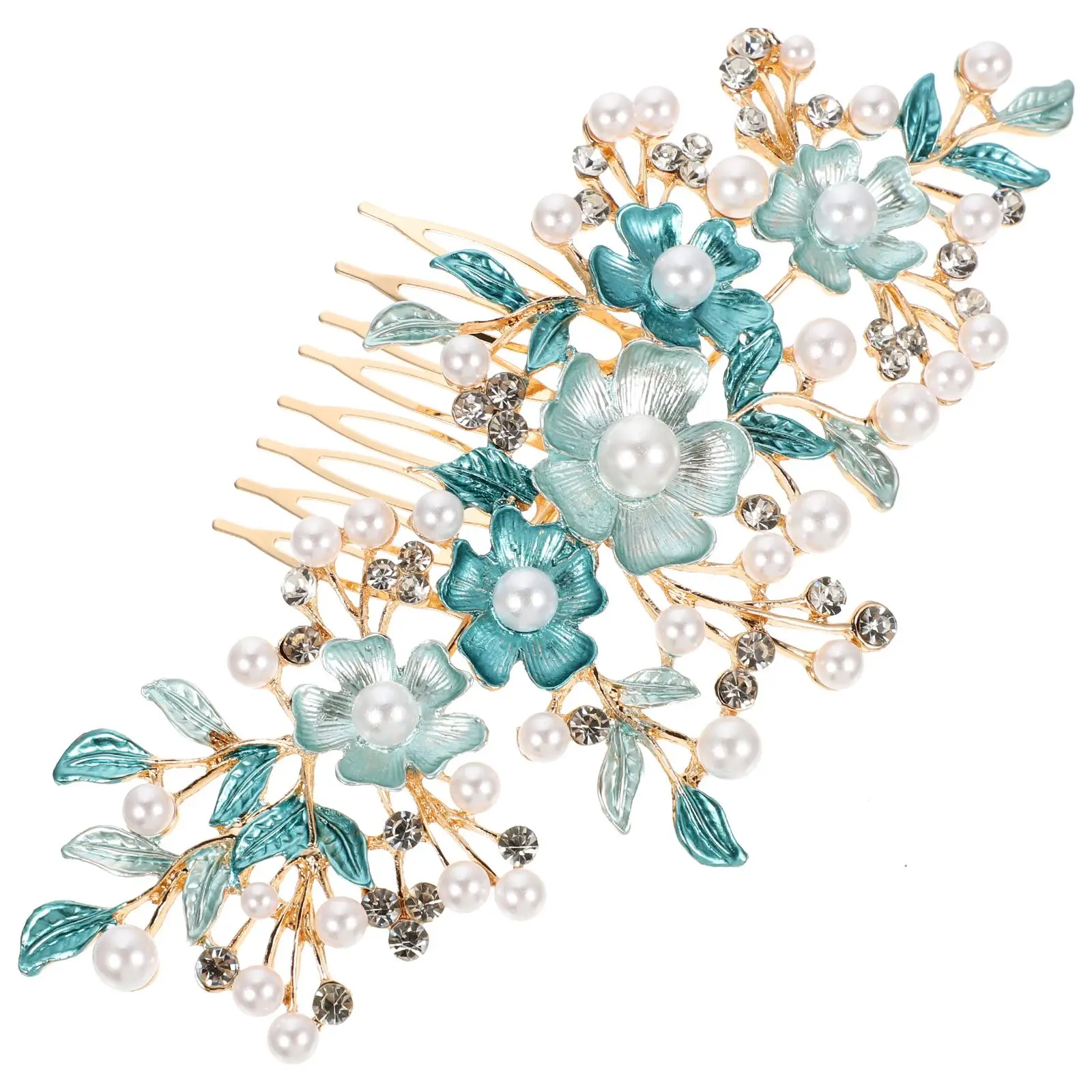 

Rhinestone Hair Comb Clips Women Bridal Pearls Accessories Bobby Pins Girls Hanfu Bride Flower Headdress Wedding Hairstyle Easy