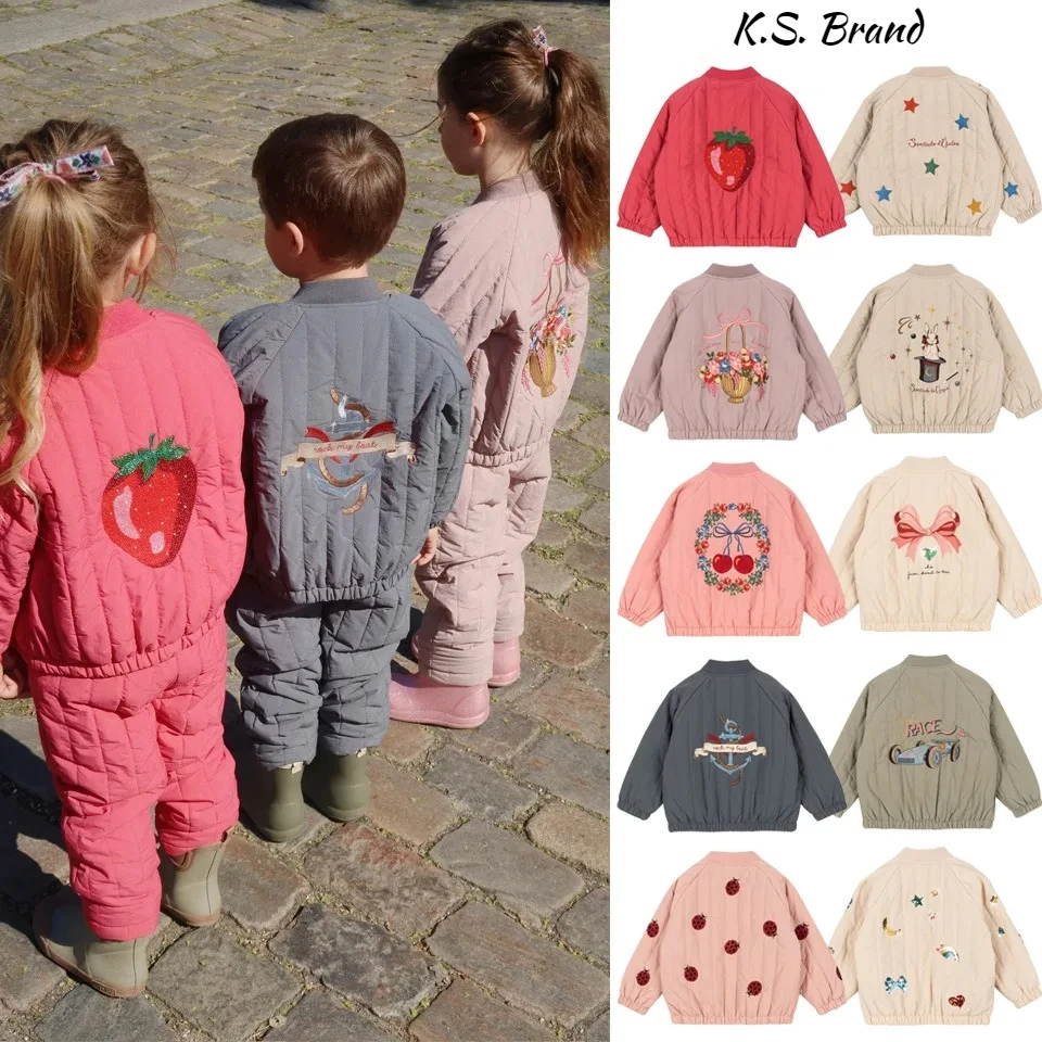 

2026 Winter KS Baby Boys Lambswool Jackets Cartoon Sequin Coats Kids Clothes Girls Jackets Outerwear Toddler Flight Suits 1-9Y
