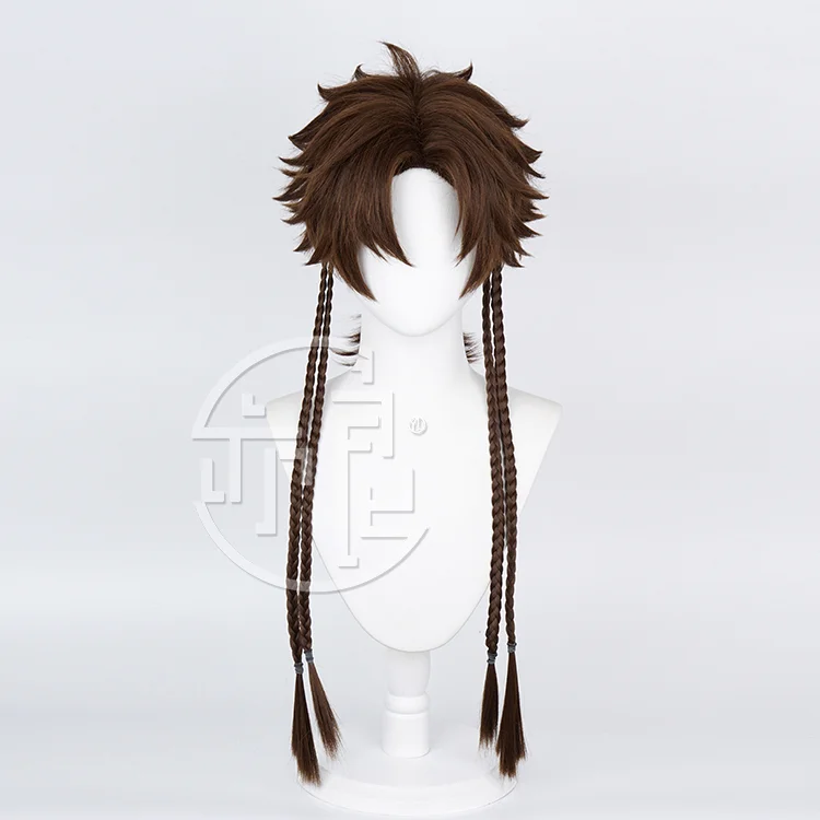 Anime Code Kite Sun Ce Cosplay Wig Halloween Carnival Party Props Synthetic Hair Heat Resistant Fiber + Wig Cap