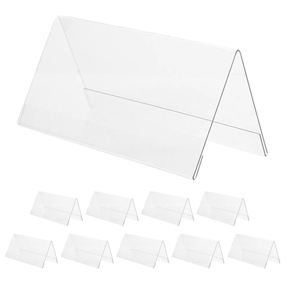 

Набор из 10 прозрачных акриловых V-образных двусторонних держателей для настольных табличек/именных карточек, 150x80 мм, для конференций и банкетов