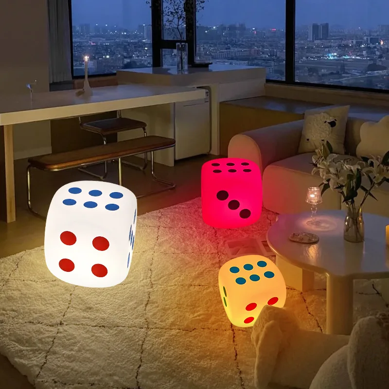 

Living room bedroom square floor lamp creative dice stool table lamp sofa integrated rechargeable atmosphere lamp