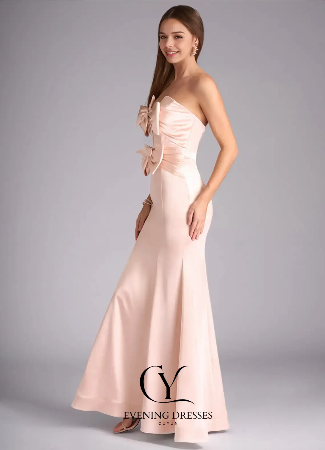 CUYUN-vestidos de noche elegantes de satén de sirena para mujer, vestido de fiesta con tirantes finos y lazo, vestido de fiesta personalizado para ocasiones especiales