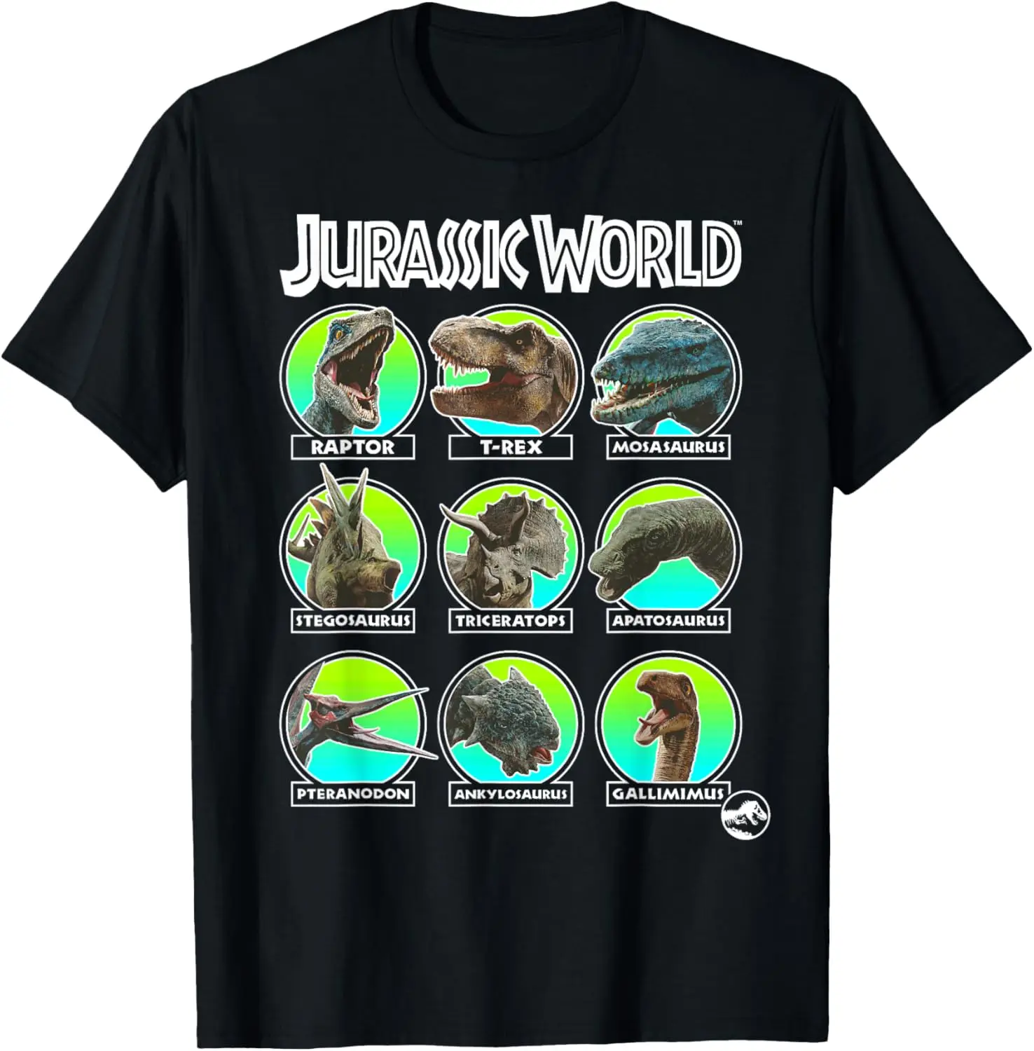 Jurassic World Two Dino Heads Chart Graphic T-Shirt T-Shirt