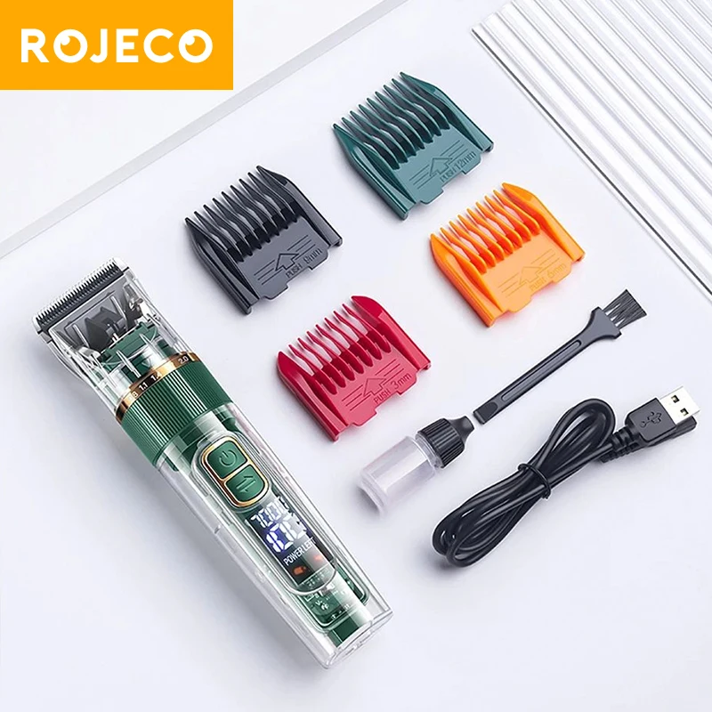 ROJECO Professional Dog Hair Clipper Rechargeable Dog Haircut Trimmer Pet Cat Shaver Cutting Machine Puppy Grooming Haircut Kit