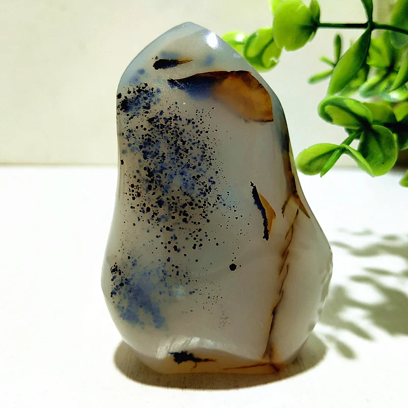 Natural Stone Moss Agate Ice Cream Flame Shaped Voodoo Meditation Witchcraft Healing Psychic Energy Feng Shui Crystal Ornaments