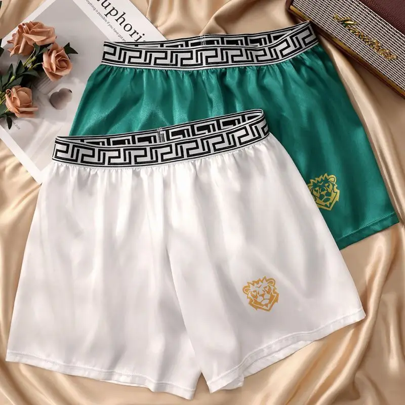 Summer Satin Men's Shorts Underwears Male Plus Size Casual Sleeping Shorts Apro Pants