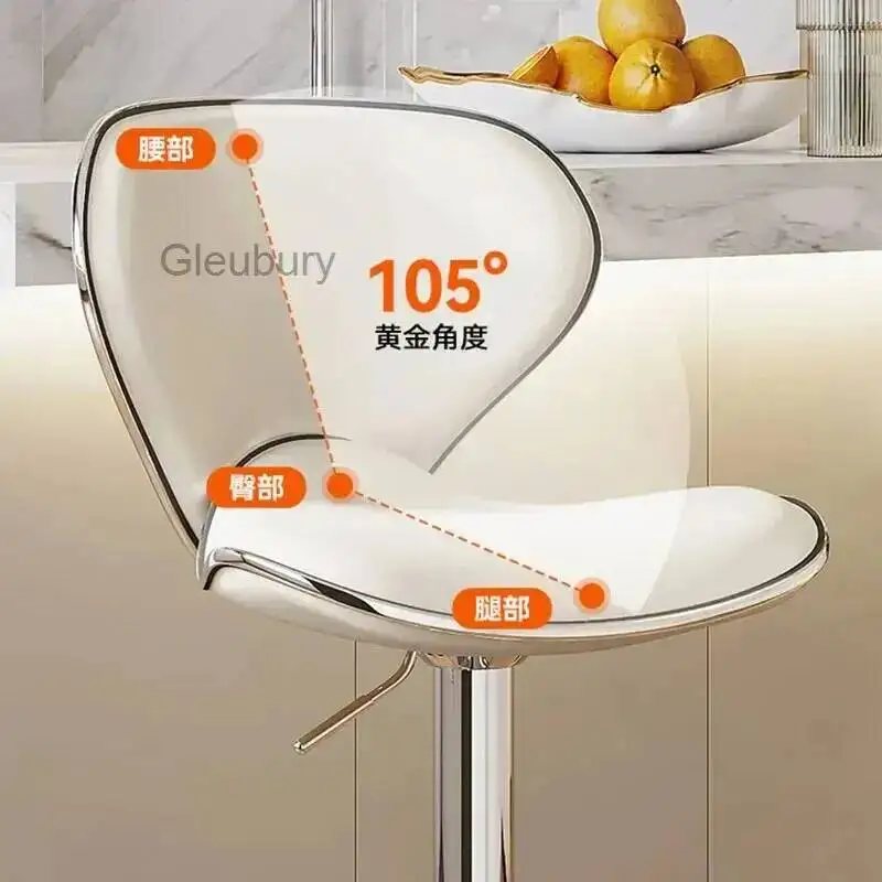 

Cream Color Resistant Adjustable Bar Stool Height Luxury Home Use for Cashier Counter High Seat