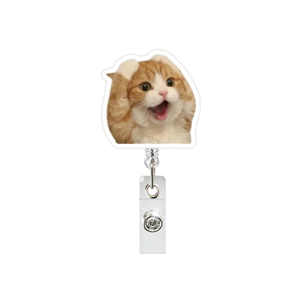 Office Id Badge Reel Sturdy Acrylic Badge Reel Meme Badge Holder Glossy For Office Campus Exhibition