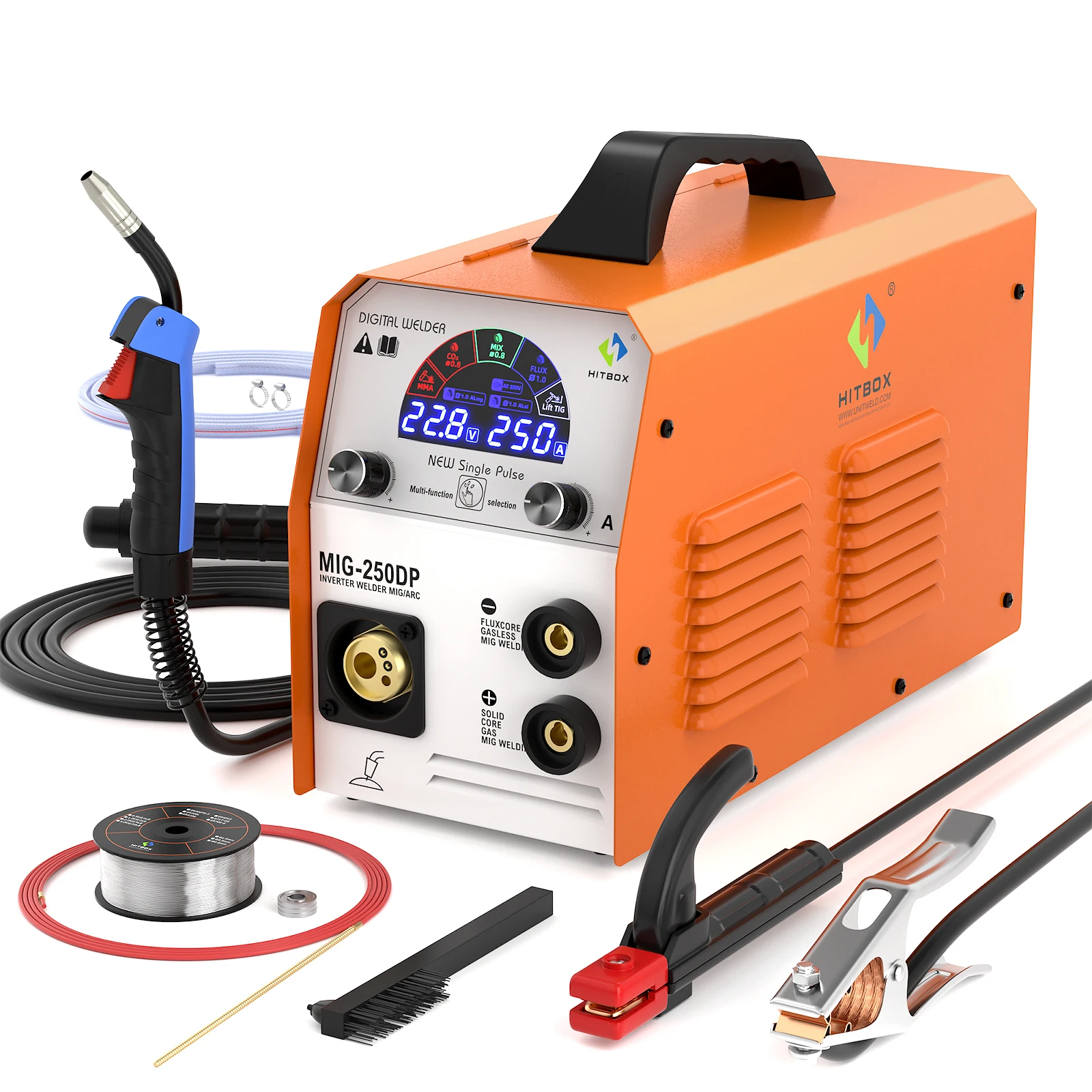 5-in-1 Aluminium MIG250DP MIG CO2   Welding Machine New Inverter 220V for Construction Lift TIG MMA ARC  less