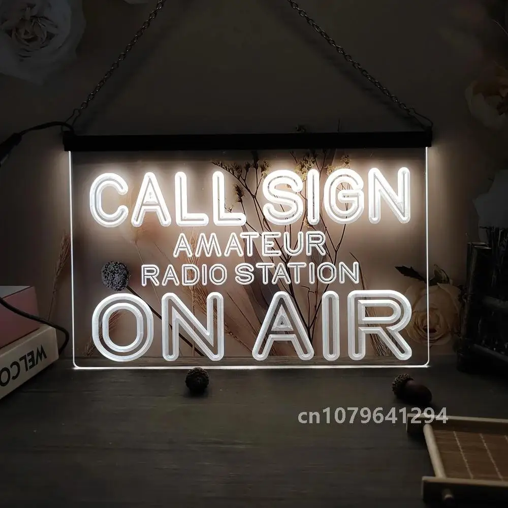 Custom Call Sign Amateur Radio Station ON AIR LED Neon Sign-3D Carving Wall Art for Home,Room,Bedroom,Office,Farmhouse Decor