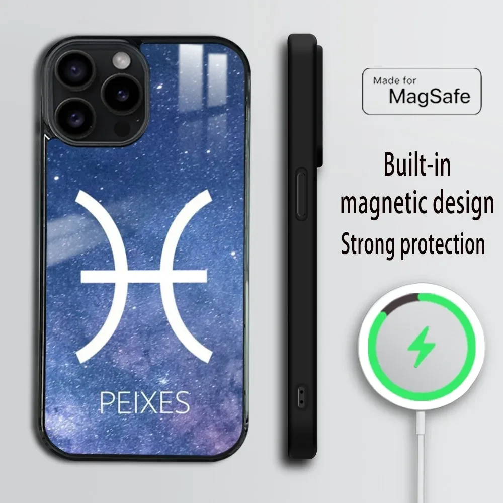 Constellation PISCES Phone Case For iPhone 16 15 14 13 12 11 Pro Max Plus Mini Magsafe Mirror Wireless Magnetic Cover