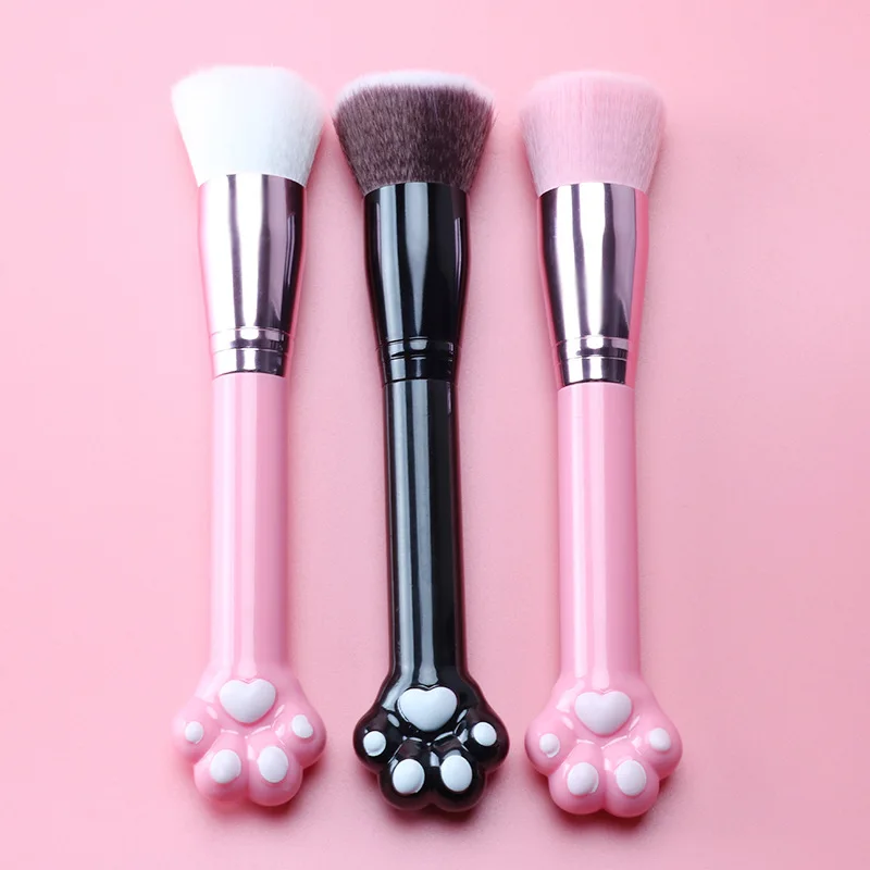 1Pcs Cat Claw Shape Makeup Brushes Powder Brush Kawaii Cosmetics Foundation Brush Fiber Hair Birch Handle Beauty Tool