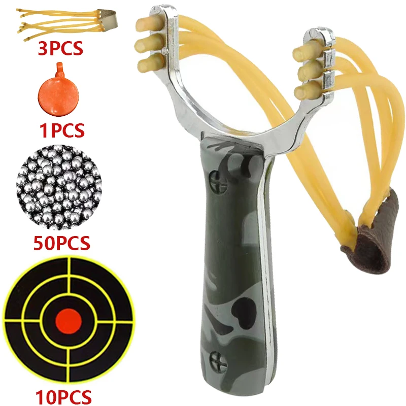 

Shooting Hunting Camouflage Slingshot Aluminum Alloy Card Ball Outdoor Sports Catapult Rubber Band Splash Target Paper Package