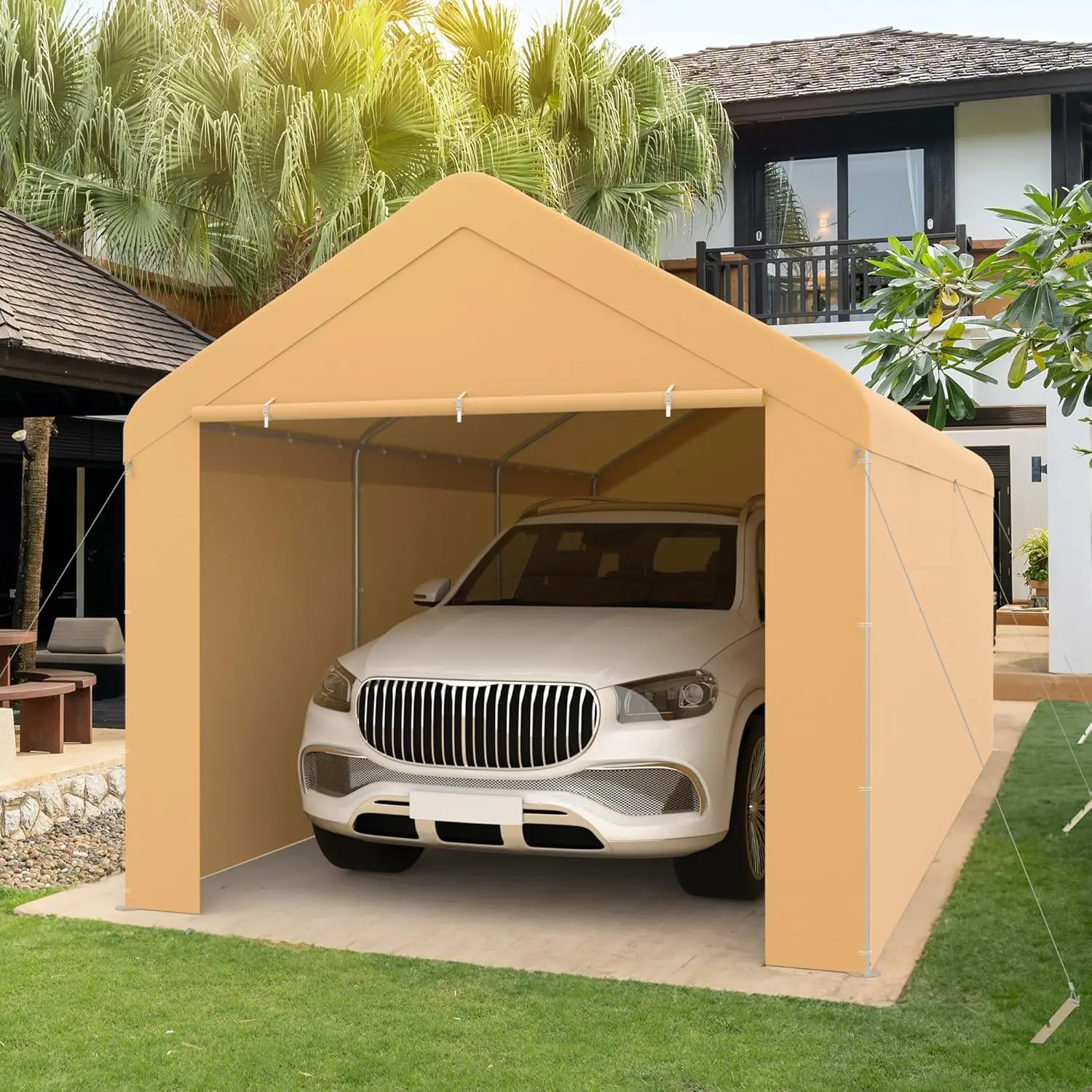 

Carport 10'x20' Heavy Duty Car Canopy Portable Garage with Removable Sidewalls & Doors for Truck Boat Car Port, Party, Storage