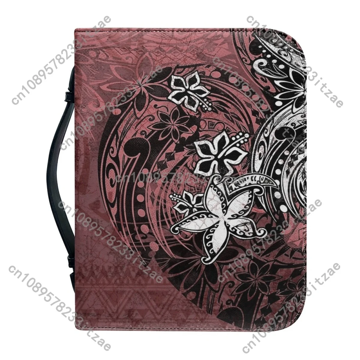 المرأة غطاء الكتاب المقدس الجلدية موضة بولينيزيا فرانجيباني طباعة الكتاب المقدس حقيبة انغلق مقبض حقائب اليد حقيبة تخزين الكتاب المقدس المخصصة