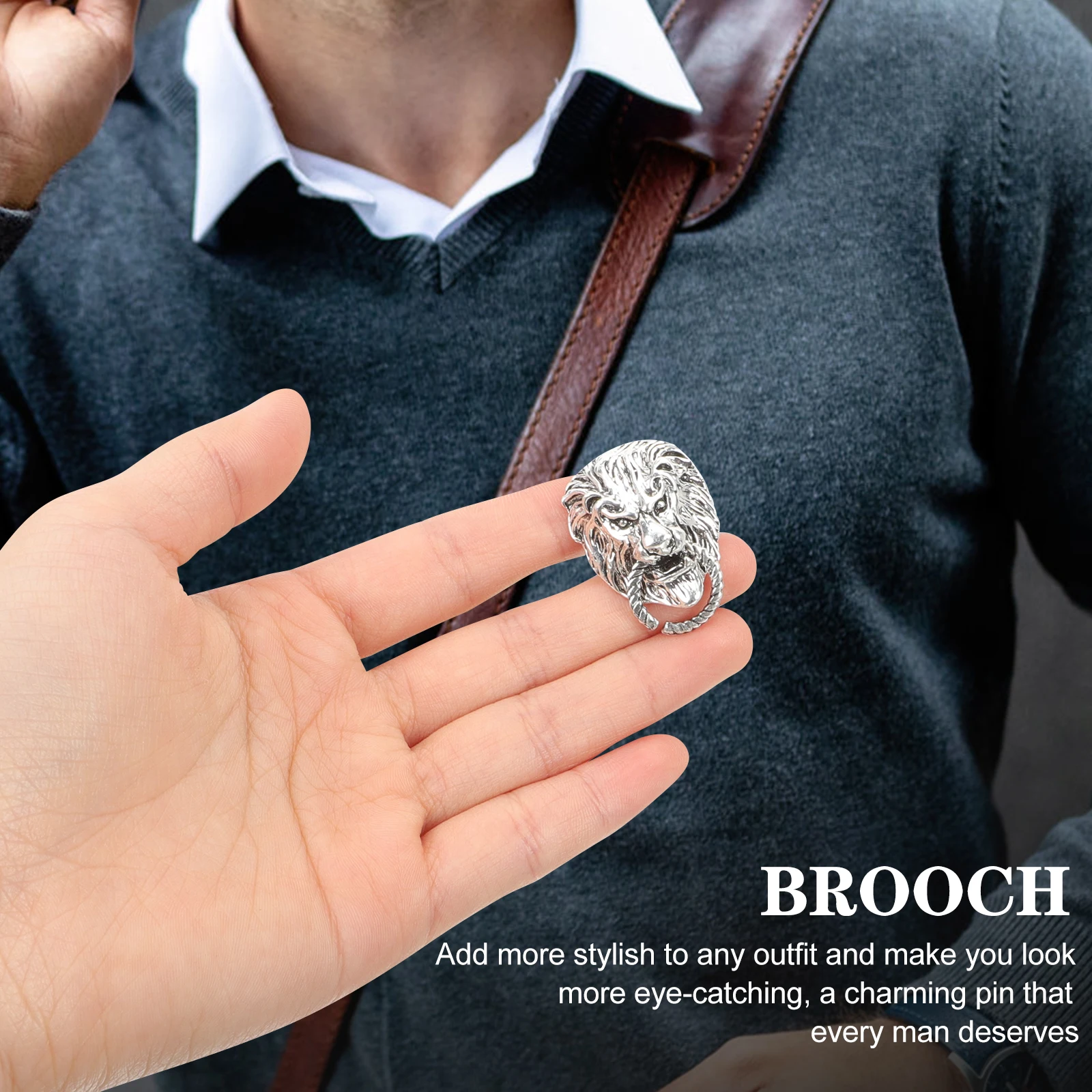 

Retro Lion Badge Lapel Pin for Men Stylish Animal Brooch Fashion Clothing Accessory Vintage Suits Decorative Pins
