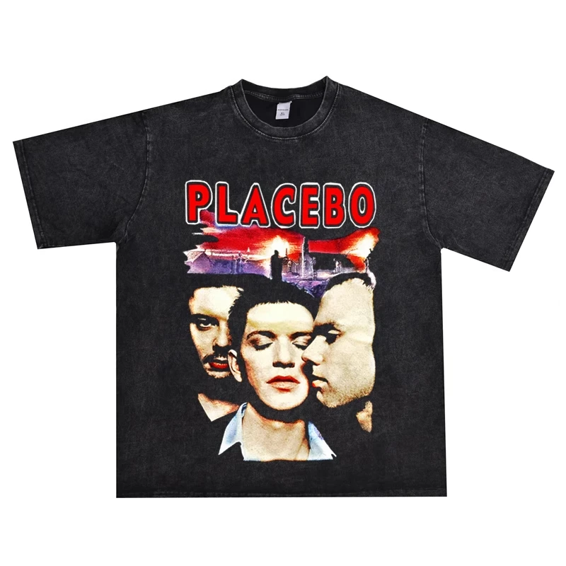 

Футболки с уличным принтом Industrial Rock Band 2025Placebo с короткими рукавами и круглым вырезом для мужчин и женщин — это большой хит