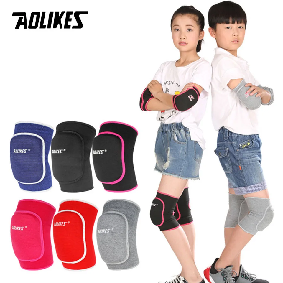 AOLIKES 1 para dzieci gruba gąbka stabilizator kolana taniec siatkówka tenis nakolanniki Sport siłownia nakolanniki dzieci ochrona kolan
