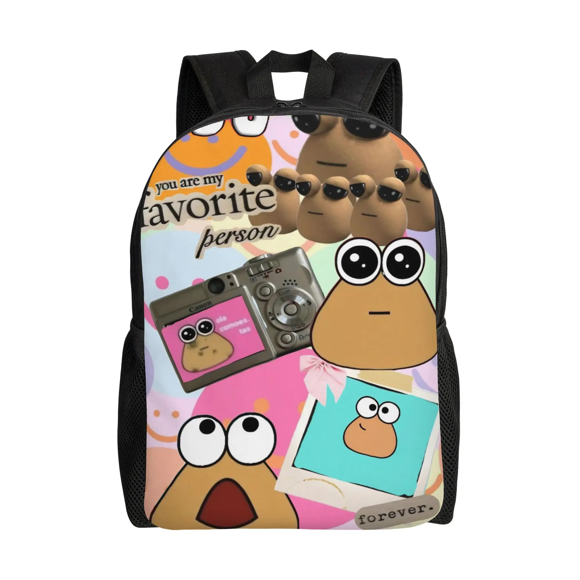 

My Pet Alien Pou Backpack for Men Women Cool Student Work Daypack Game Cartoon Laptop Computer Shoulder Bag Sports