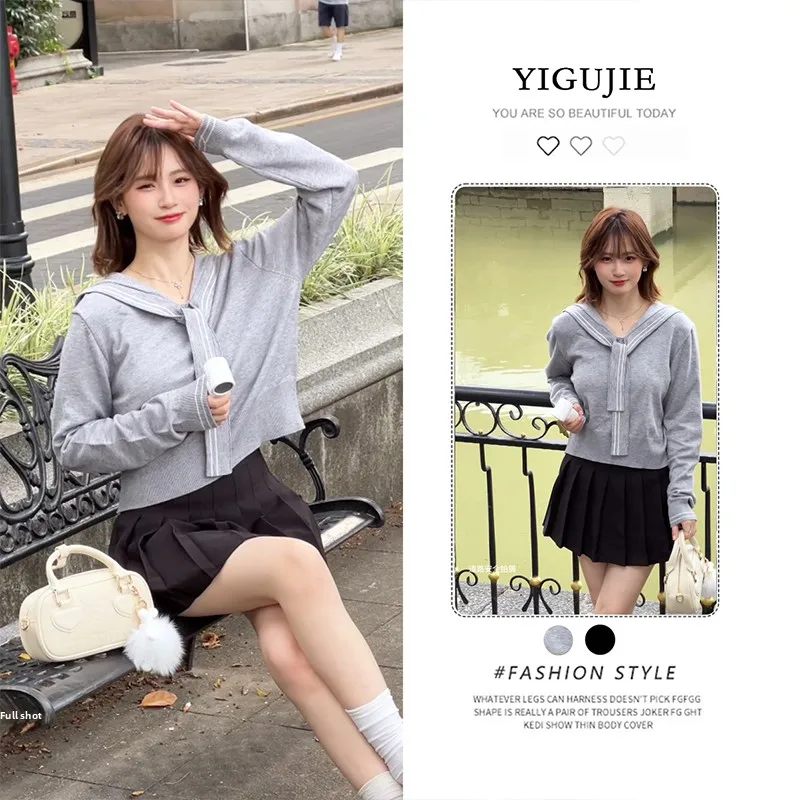 

Зимний вязаный свитер с воротником-стойкой и плиссированной юбкой: модный комплект в стиле кэжуал для женщин, двухсоставный костюм для взрослых