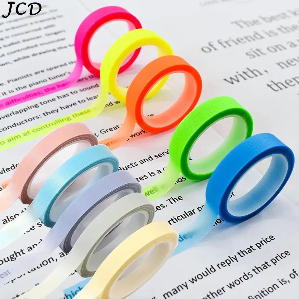 

JCD 5Rolls Transparent Self Adhesive Index Tabs Fluorescent Page Markers Sticky Notes Stationery Tape School Office Stationary