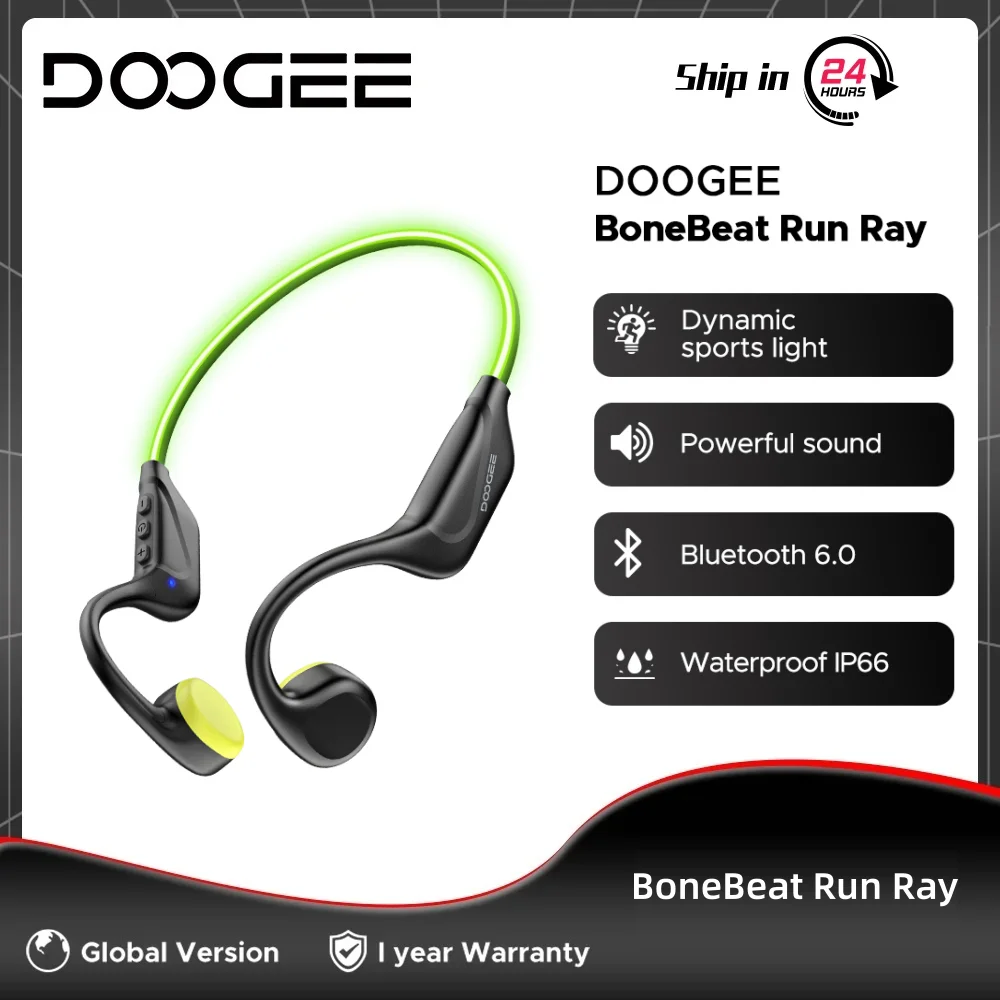DOOGEE BoneBeat Run Ray Bone Conduction Headphones Wireless Bluetooth 6.0