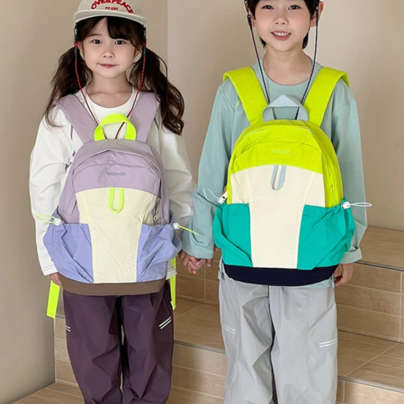 

Kids Lightweight School Backpack Ergonomic Colorblock Children School Bag for Boys Girls Kindergarten Preschool Travel Bookbag