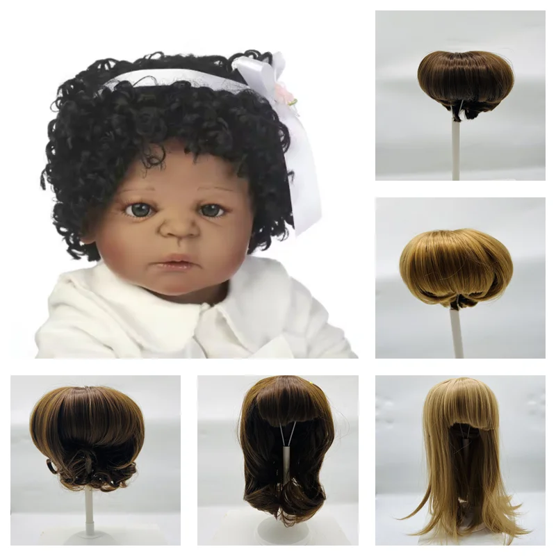 NPK African Style Short Curl Hair For 55-57cm Reborn Girl Doll / Full Silicone Doll Hot Doll Accessories