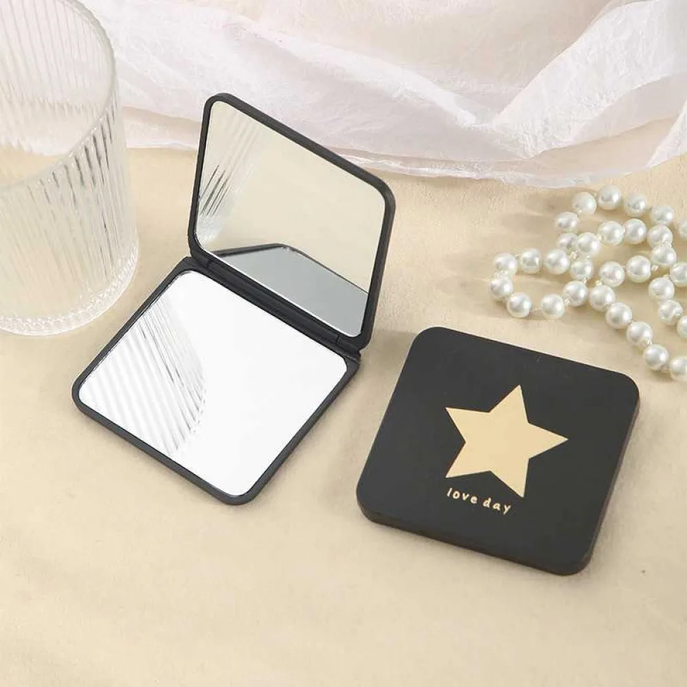 2 Pack Cute Star Mini Folding Makeup Mirrors, Double Sided Portable Compact Pocket Mirror, 1X Normal & Magnifying Travel Hand Mirror for Women Girls Purse Backpack Birthday Holiday Gift
