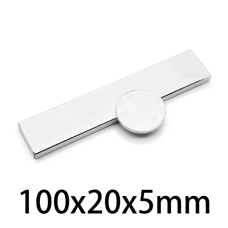 100x20x5mm Long Strip Strong Magnet Block Powerful Magnets For Fridge, DIY, Building, Scientific, Craft, 100*20*5  100xx20x5
