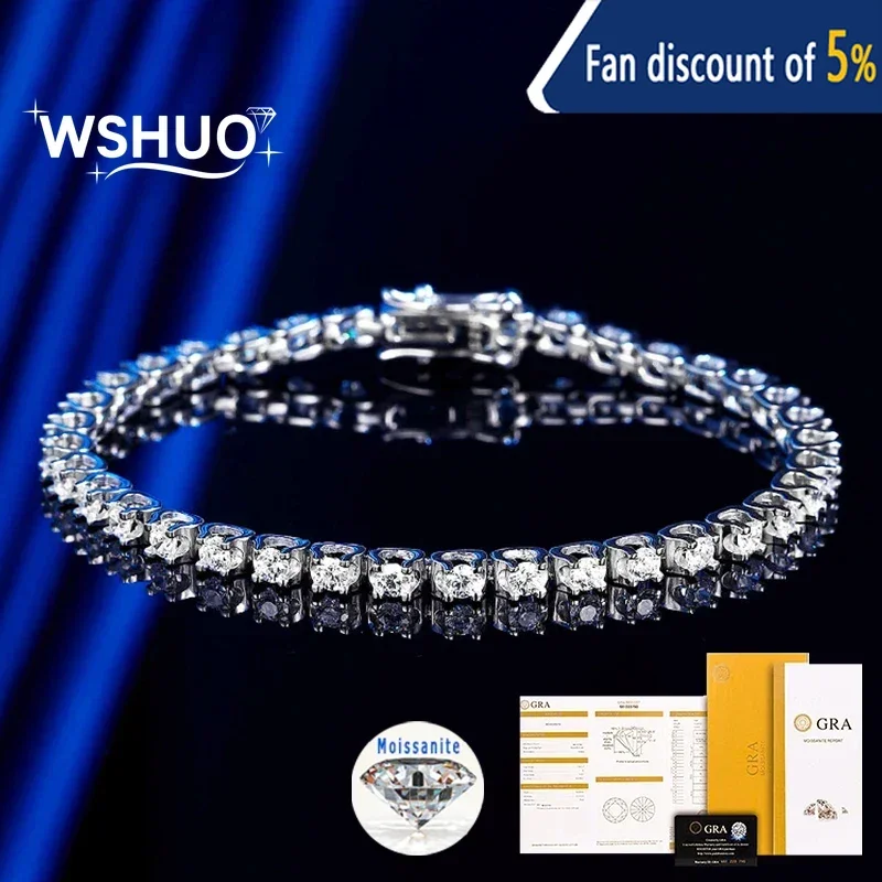 

2.5/3.5mm Bull Horn Style Full D Color Moissanite Tennis Bracelet for Women Wedding Party Fine Jewelry S925 Silver Link Bracelet