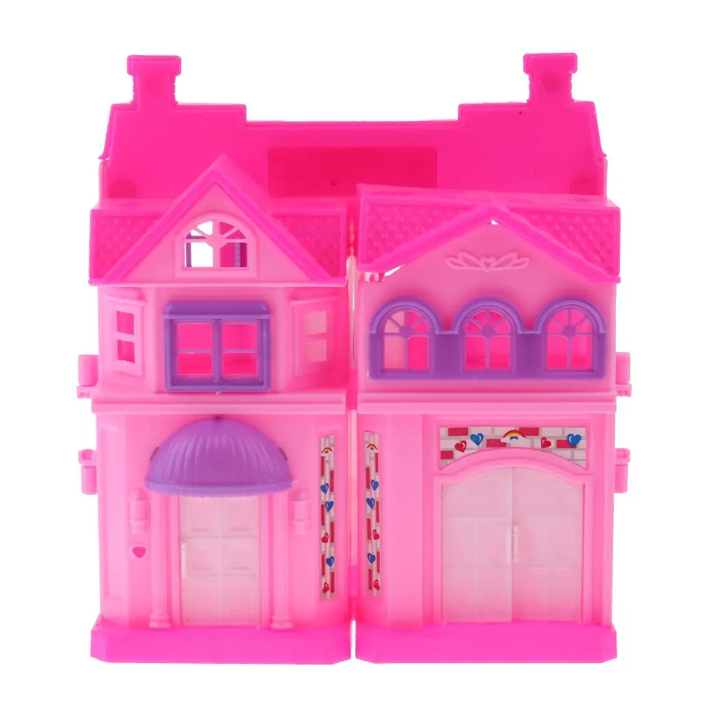 2-verdiepige pop Mini Villa Dream House voor poppen Kinderen Fantasiespel Speelgoed Willekeurige kleur