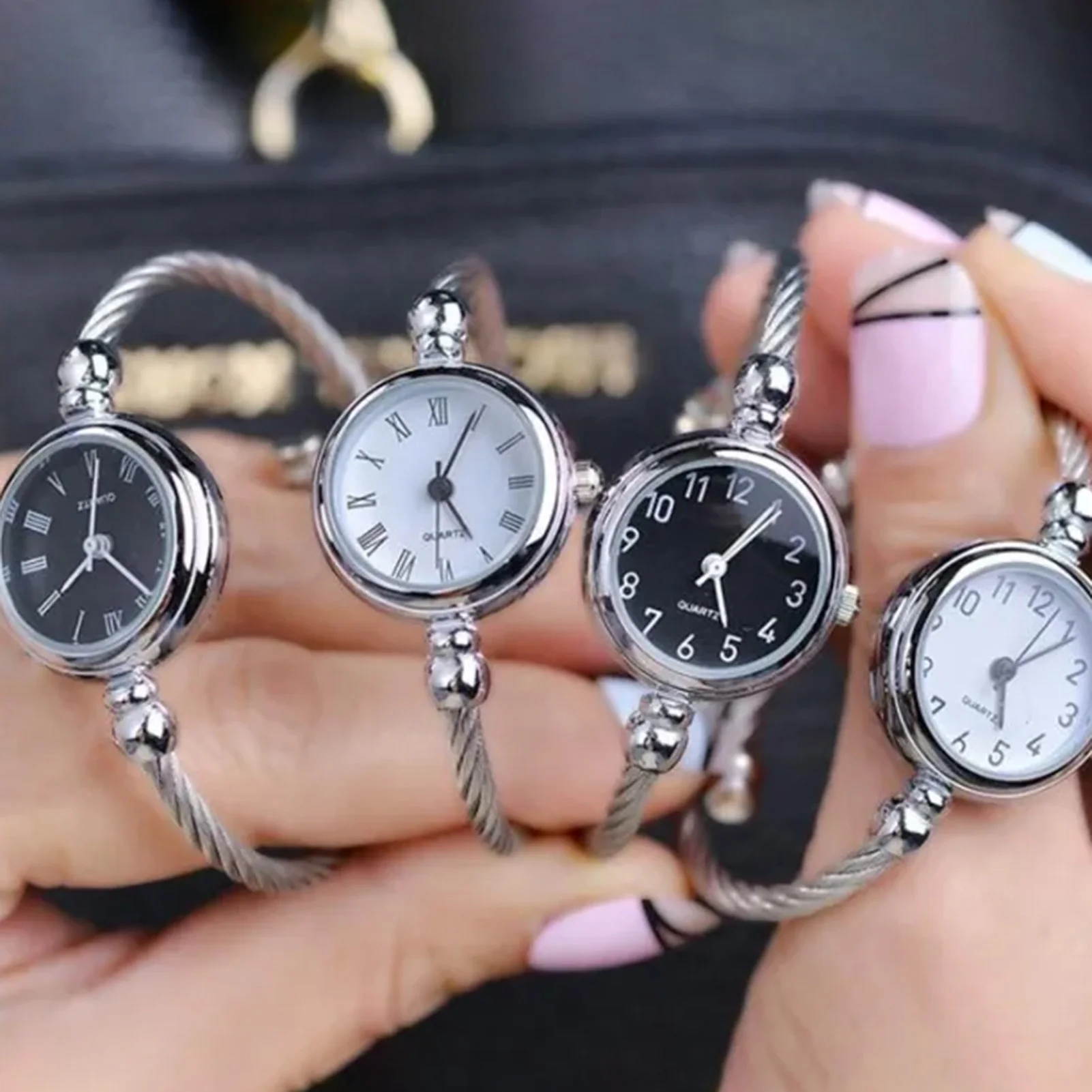 Reloj de cuarzo para mujer con movimiento japonés, números arábigos fáciles de leer, esfera simple, reloj de pulsera sencillo