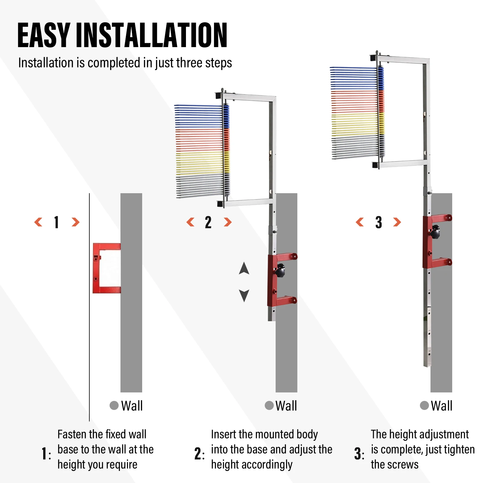 Testador de salto vertical, treinadores de salto alto, altura ajustável de 3,9-1,5 pés, desafiador vertical montado na parede, auxílio para treinamento de vôlei