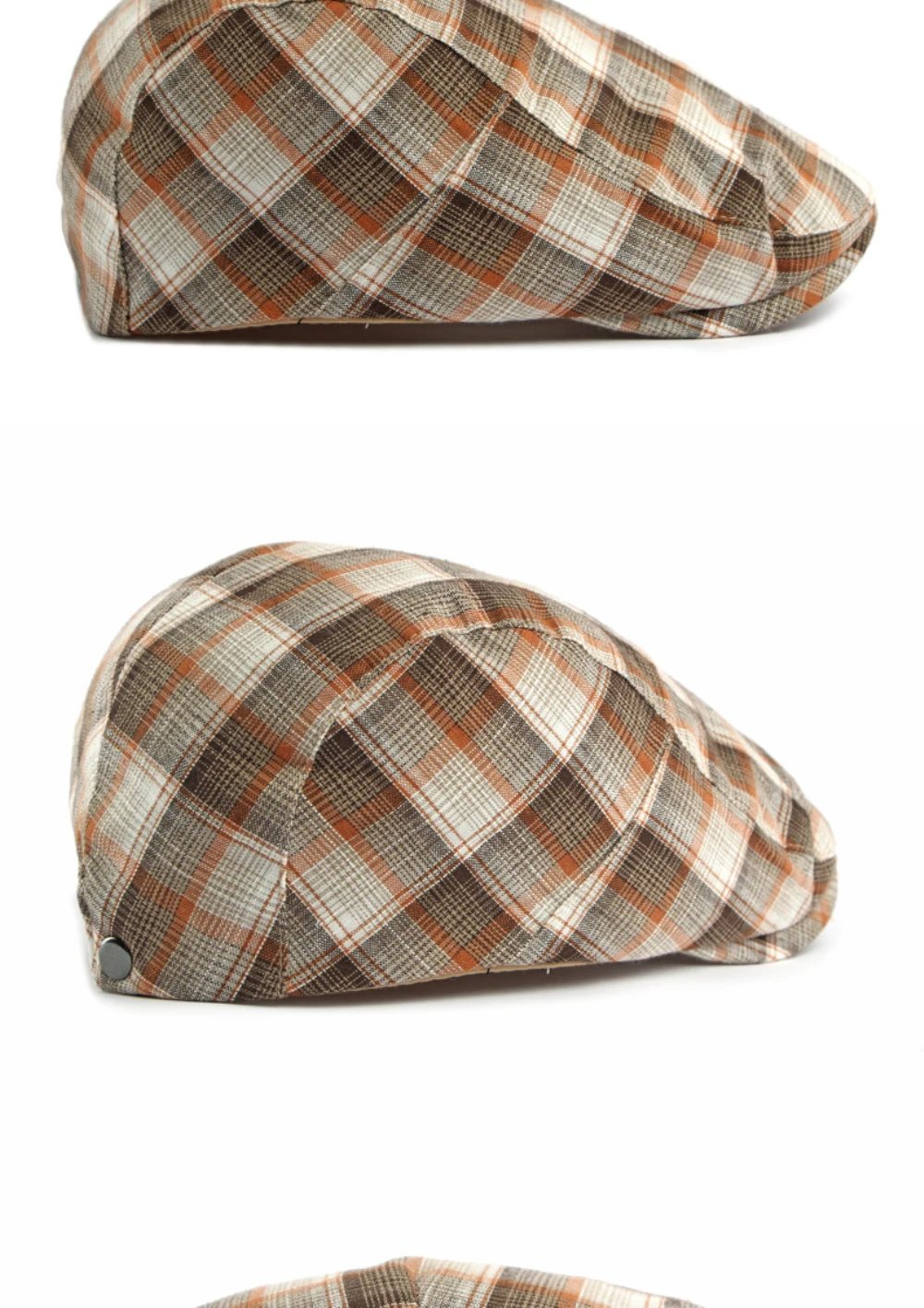 HT5073 Neue Frühling-Sommer Karierte Baskenmütze Unisex Ivy Flat Cap Vintage Künstler-Mütze Verstellbare Herren-Baskenmütze – Detail 8