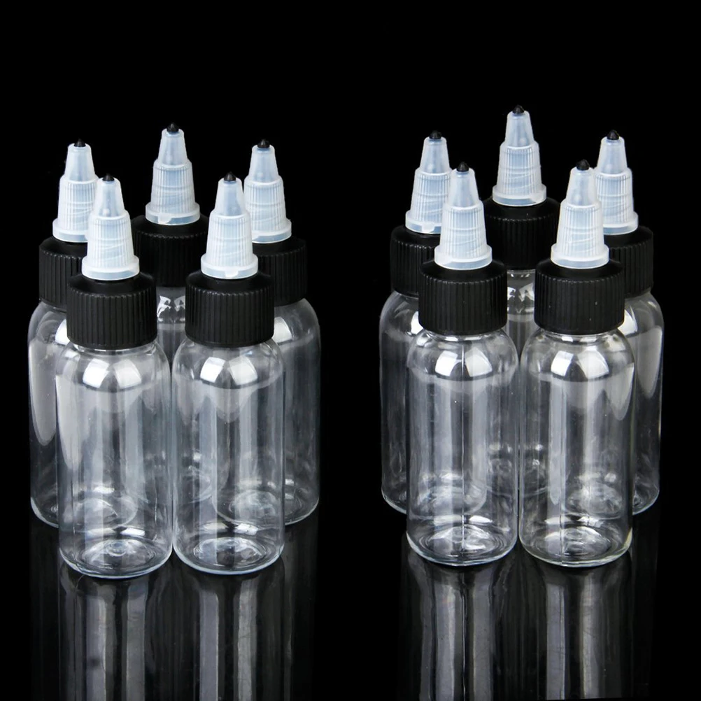 

10Pcs Large Ink Bottle Plastic Empty Pigment Bottles Leak Proof Design Store Ink Liquid for Tattoo Pigment Bottle