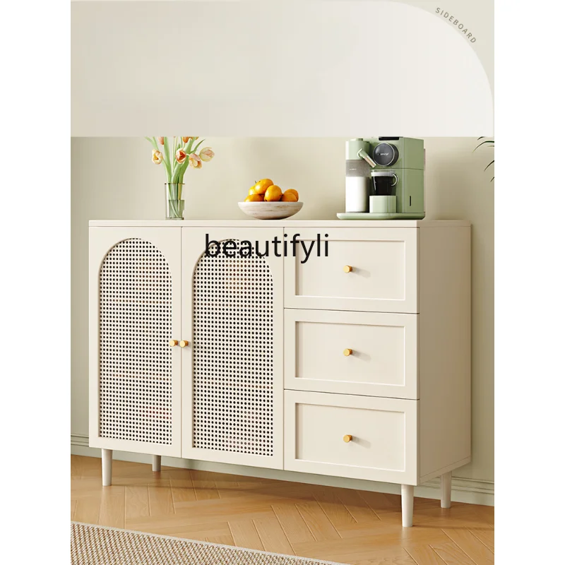 Sideboard Cabinet Modern Minimalist Rattan Storage Cabinet Household Small Apartment Wall Light Luxury Hallway Storage Cabinet