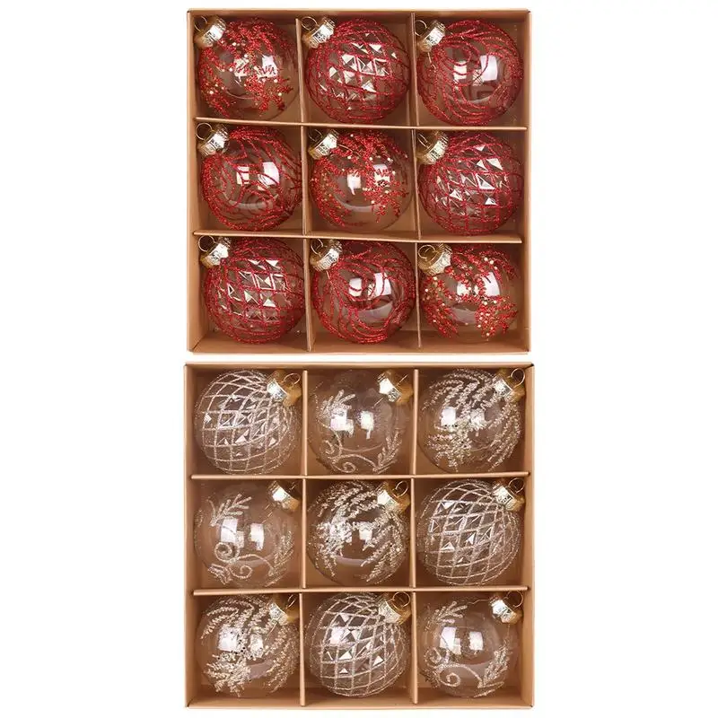 

Christmas Tree Balls Transparent Christmas Ball Decorations 9X Shatterproof Christmas Ornaments 8cm Painted Christmas Tree