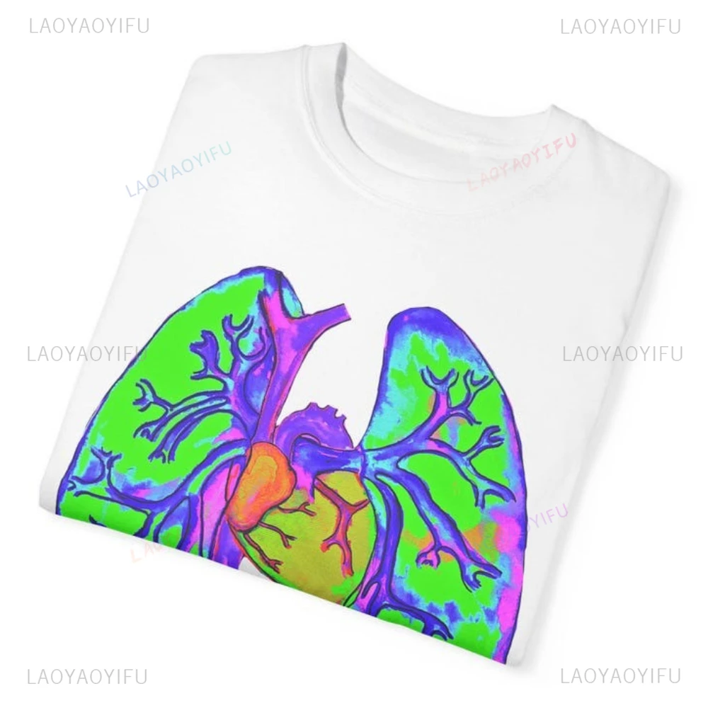 Neon Lungs Unique Medical Biology Gift Graphic T Shirts Eco-Friendly Tee Anatomy Science Tshirt Woman Man Summer Cotton Tops