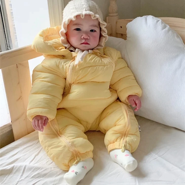 Baby jumpsuit Hooded waterproof thickened down Girls jacket Unisex Warm new born cotton jacket 0-3 years old