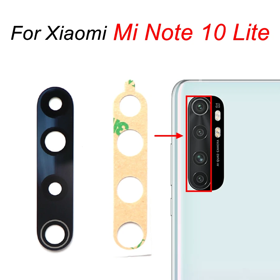 Coopart New Rear Back Camera Lens Glass For Xiaomi Mi Note 10 Lite Pro Note10 Replacement+Adhesive Sticker M2002F4LG M1910F4G