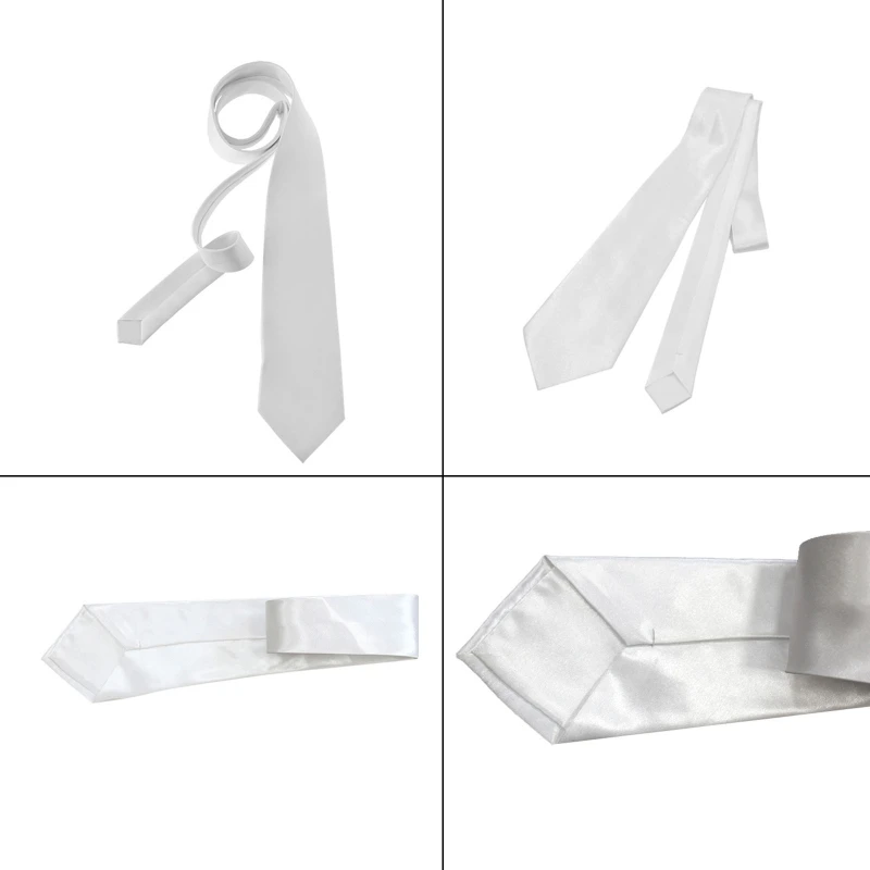 Corbata poliéster con transferencia calor DIY blanca color sólido con sublimación en blanco para hombres